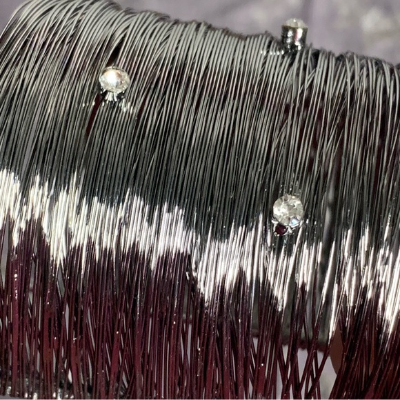 Brand New Metal Strands Crystal Cuff Bracelet - Picture 7 of 10